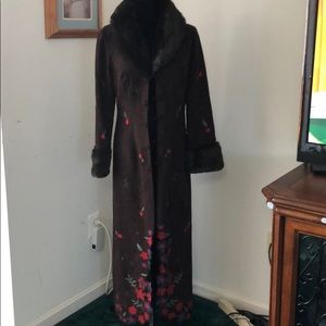 Designer suede embroidered winter coat.
